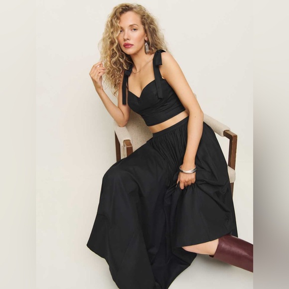 Reformation x Kacey Musgraves Magnolia Two Piece in Black - Picture 2 of 16